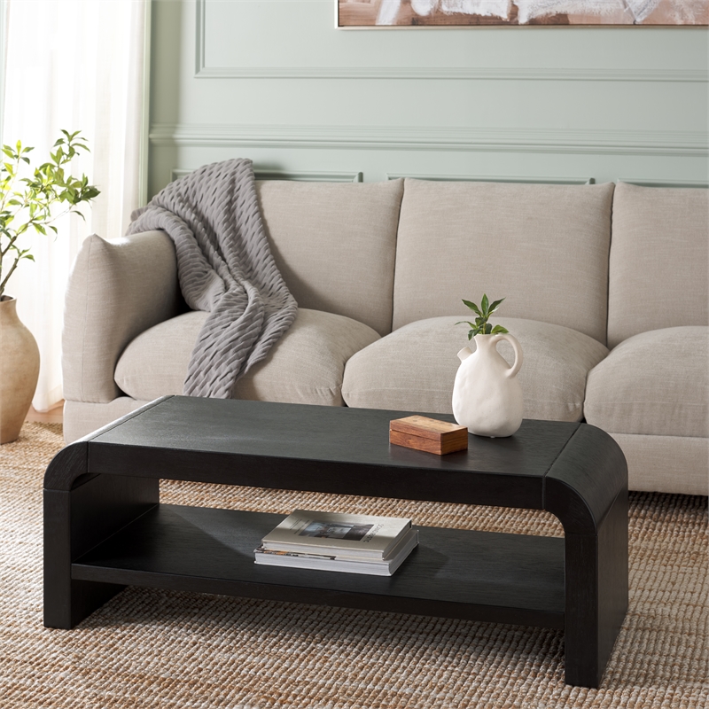 Safavieh Avivan Wood 1 Shelf Coffee Table in Black
