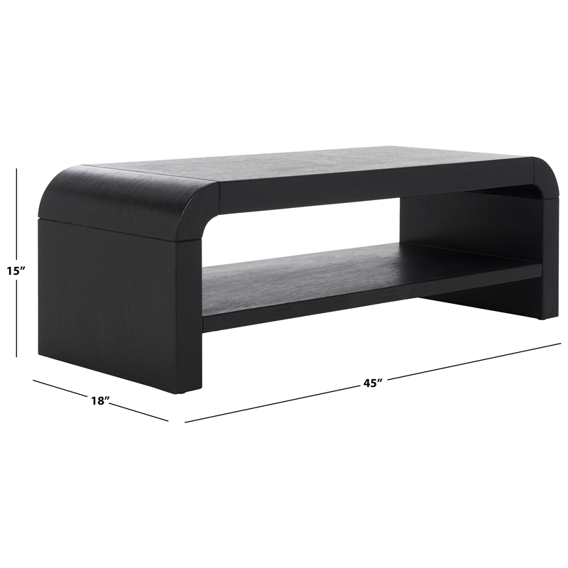 Safavieh Avivan Wood 1 Shelf Coffee Table in Black