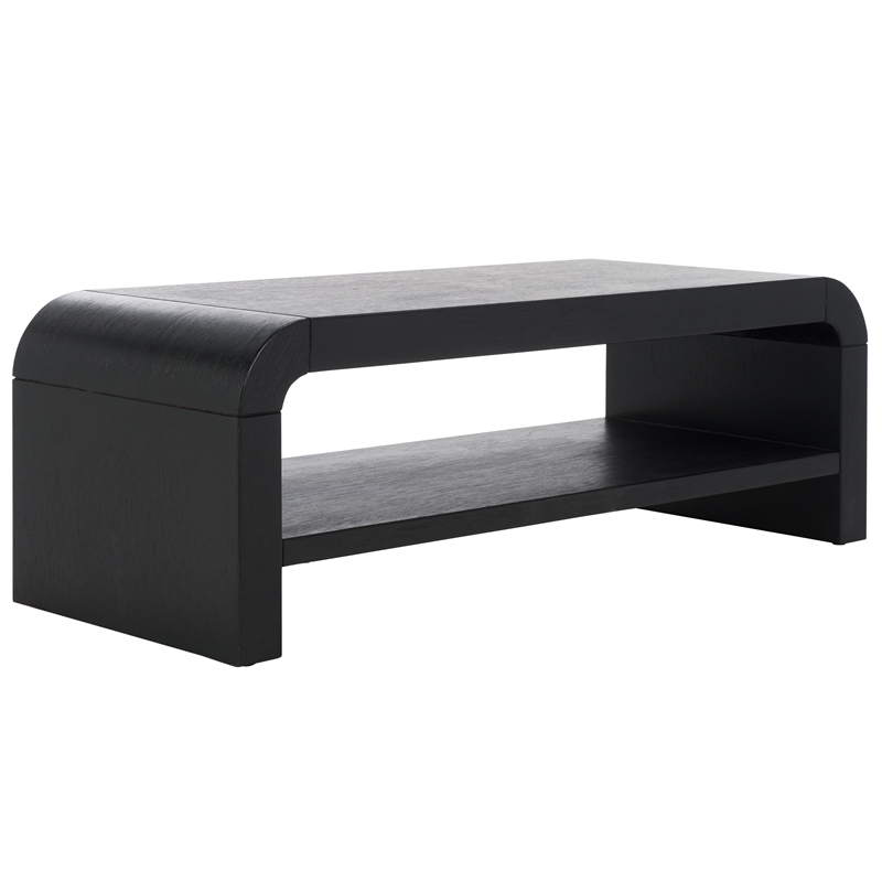 Safavieh Avivan Wood 1 Shelf Coffee Table in Black