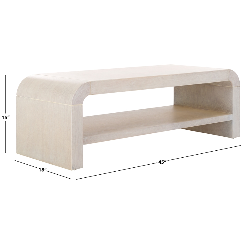 Safavieh Avivan Wood 1 Shelf Coffee Table in White