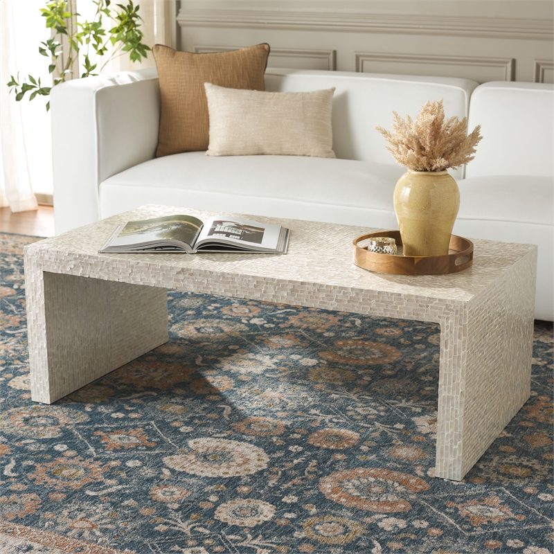 Safavieh Scarlett Solid Wood Rectangle Coffee Table in Natural