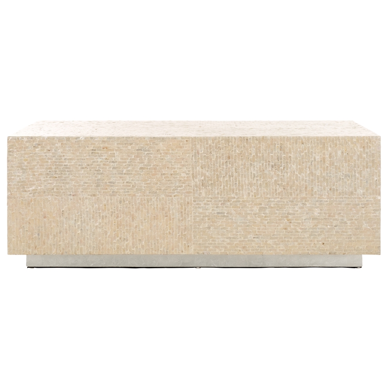 Safavieh Scarlett Rectangular Prism Solid Wood Coffee Table in Natural / Silver