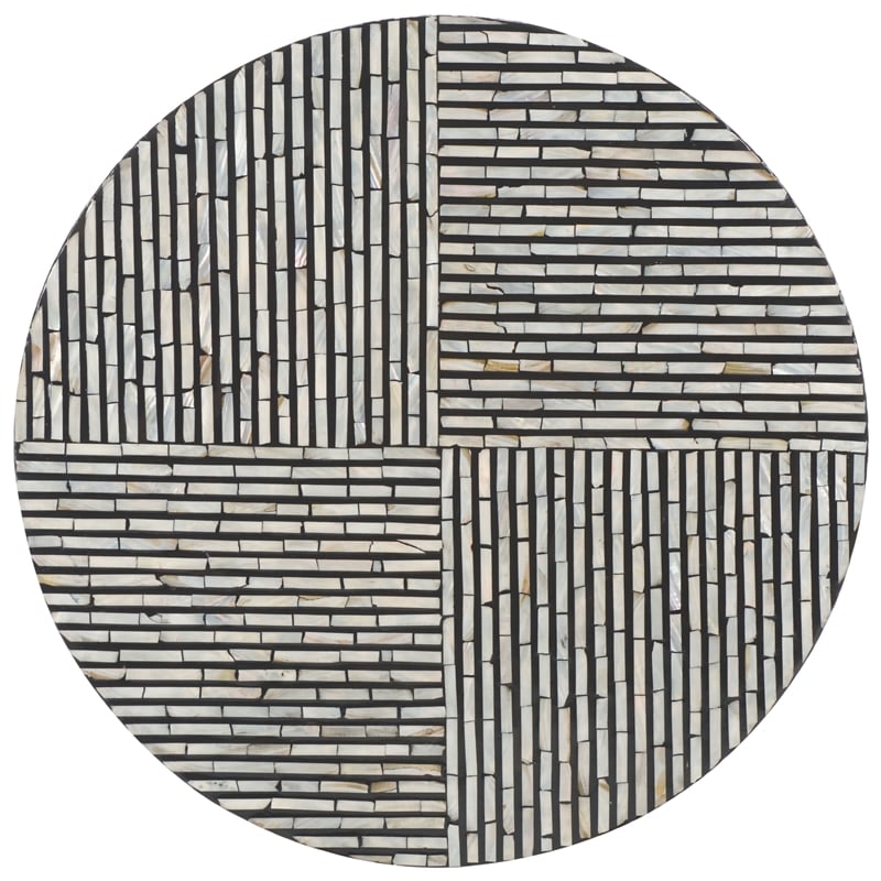 Safavieh Hamza Solid Wood Round Coffee Table in Black/Pearl