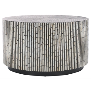 Safavieh Hamza Solid Wood Round Coffee Table in Black/Pearl