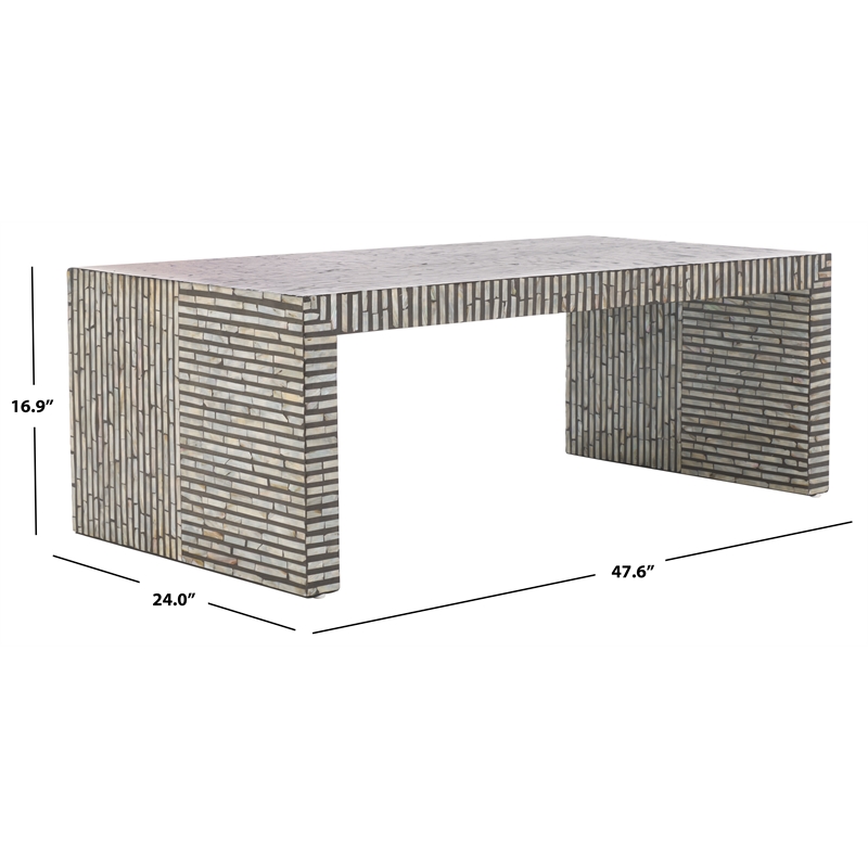 Safavieh Hamza Solid Wood Rectangle Coffee Table in Black/Pearl