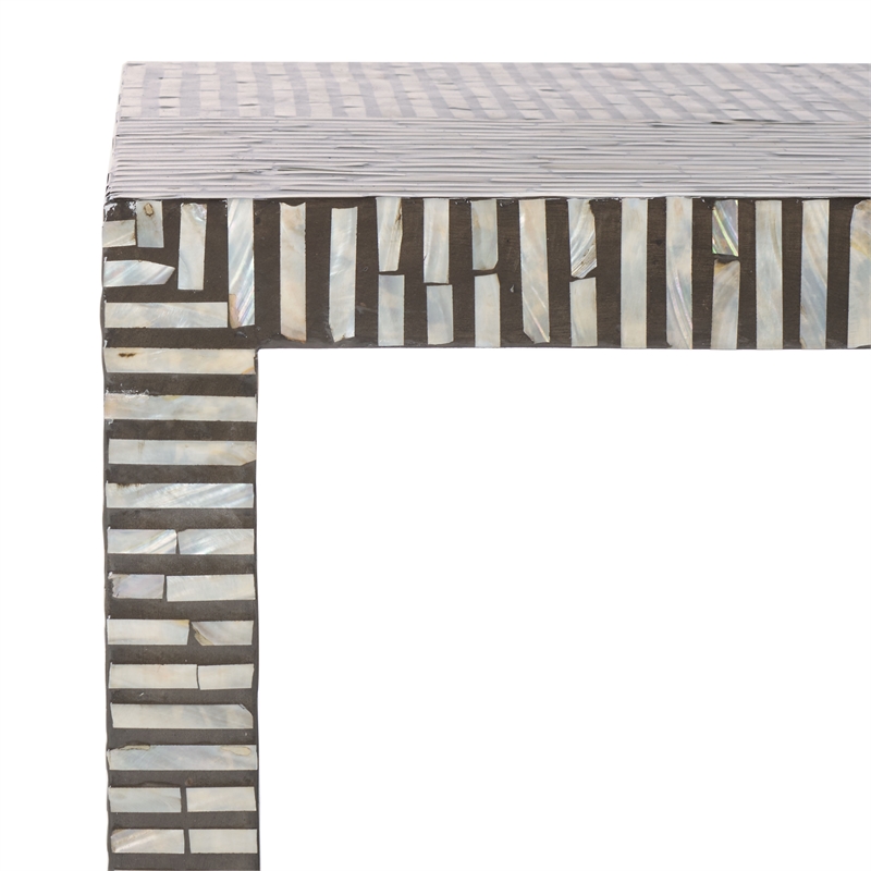 Safavieh Hamza Solid Wood Rectangle Coffee Table in Black/Pearl