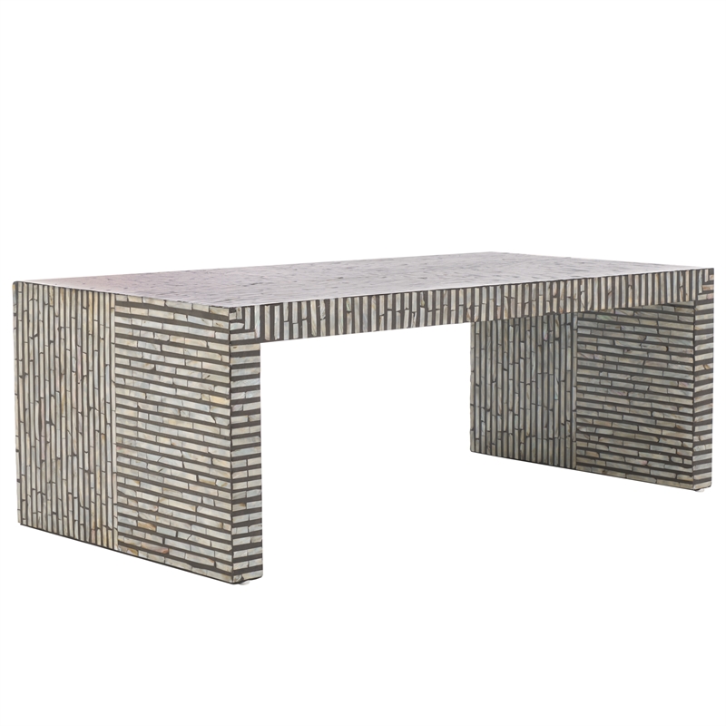 Safavieh Hamza Solid Wood Rectangle Coffee Table in Black/Pearl
