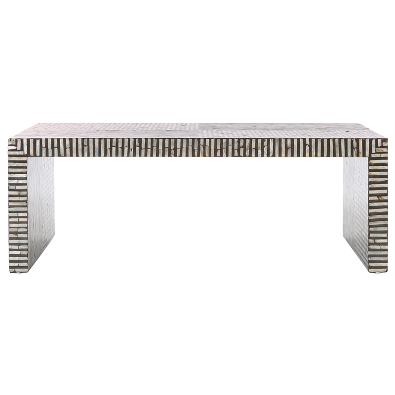 Safavieh Hamza Solid Wood Rectangle Coffee Table in Black/Pearl