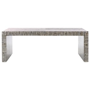 Safavieh Hamza Solid Wood Rectangle Coffee Table in Black/Pearl