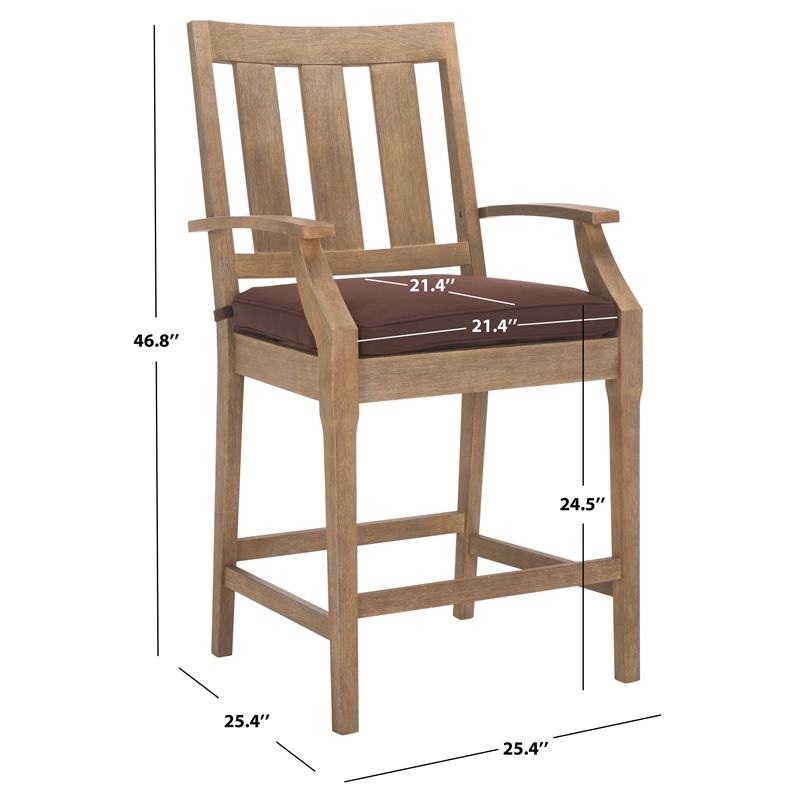 Safavieh San Salvador Wood Patio Counter Stools in Natural / Brown