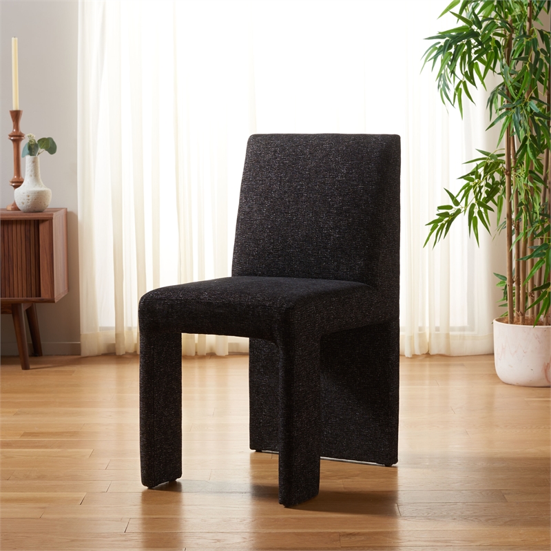 Safavieh Zale Wood and Polyester Dining Chair in Black