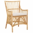 Safavieh Zorianna Rattan Dining Chair with Cushion in White / Natural