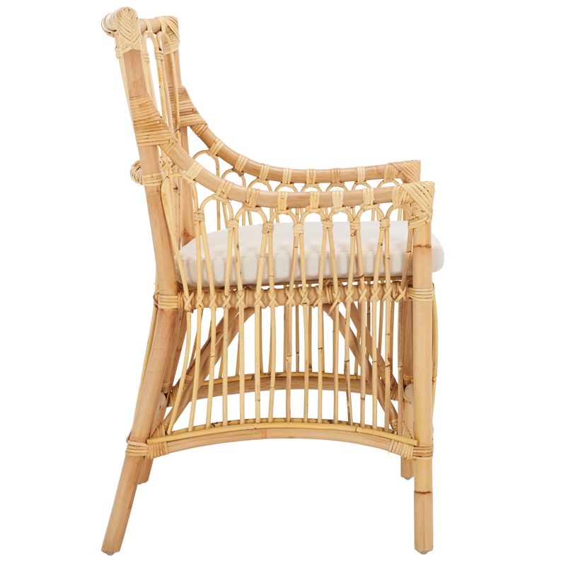 Safavieh Zorianna Rattan Dining Chair with Cushion in White / Natural