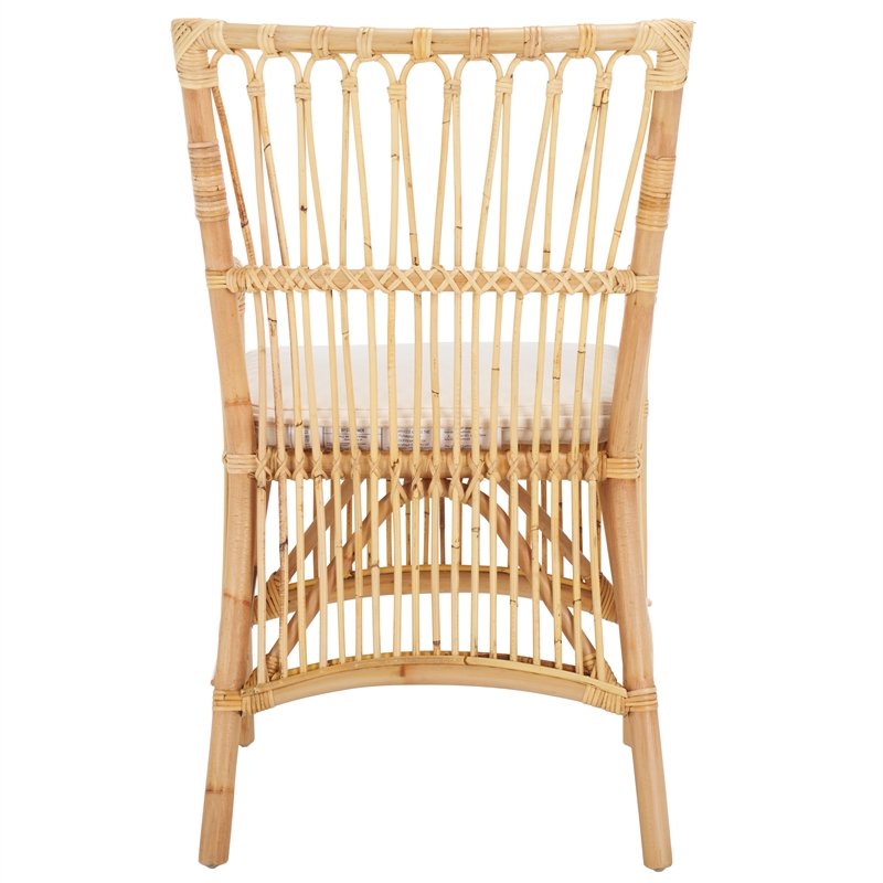 Safavieh Zorianna Rattan Dining Chair with Cushion in White / Natural