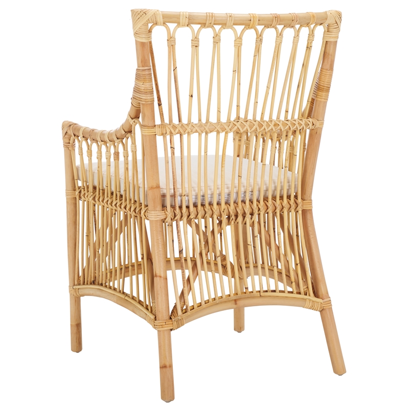 Safavieh Zorianna Rattan Dining Chair with Cushion in White / Natural