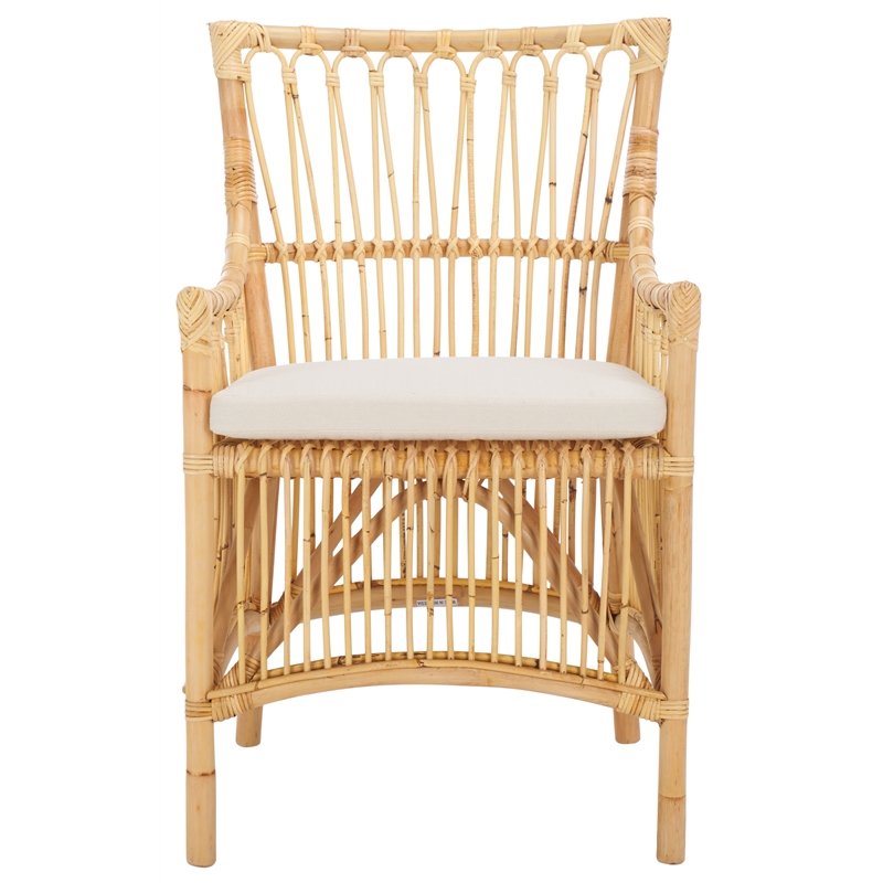 Safavieh Zorianna Rattan Dining Chair with Cushion in White / Natural
