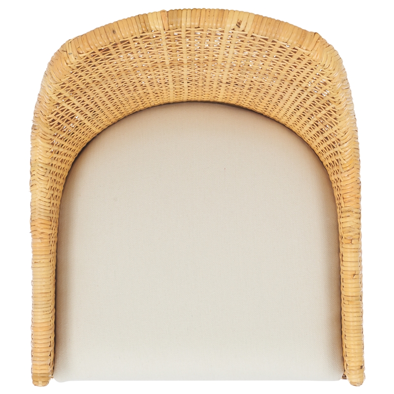 Safavieh Altha Wood and Rattan Dining Chair with Cushion in White / Natural