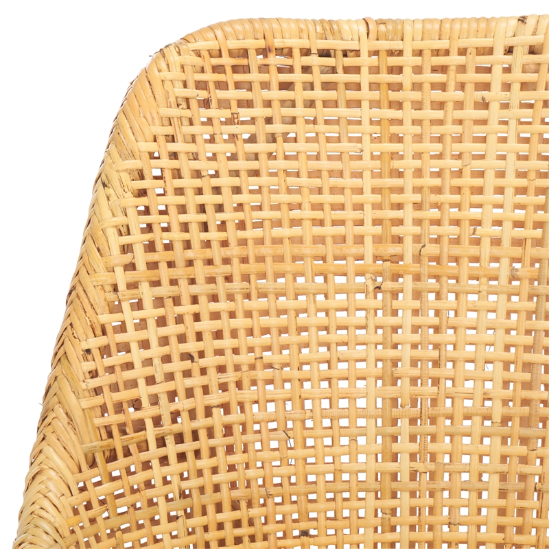 Safavieh Altha Wood and Rattan Dining Chair with Cushion in White / Natural