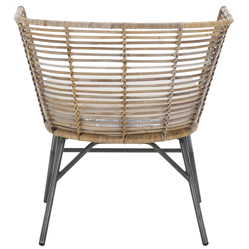 Safavieh Camira Rattan Dining Chair with Cushion in White / Natural