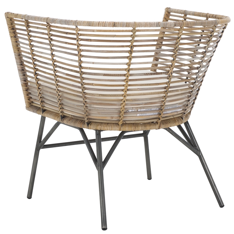 Safavieh Camira Rattan Dining Chair with Cushion in White / Natural