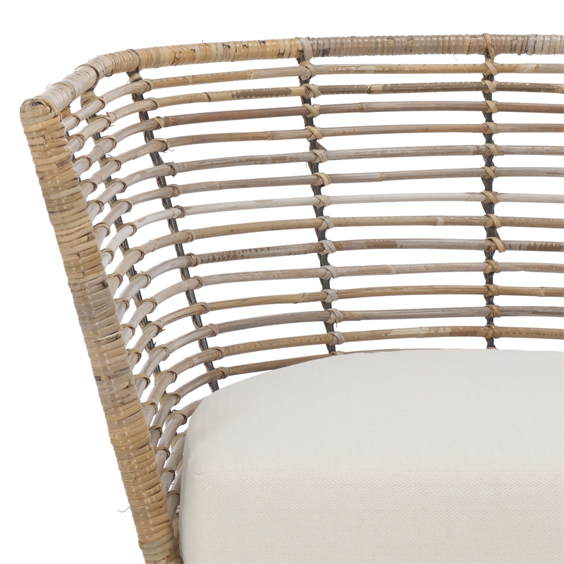 Safavieh Camira Rattan Dining Chair with Cushion in White / Natural