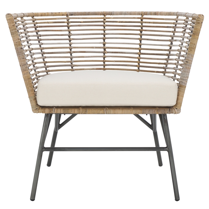 Safavieh Camira Rattan Dining Chair with Cushion in White / Natural