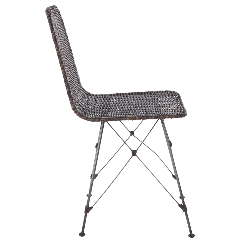 Safavieh Minerva Rattan Weaved Dining Chair in Brown / Black