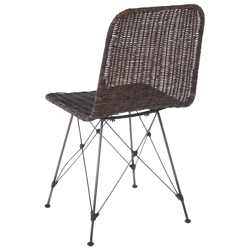 Safavieh Minerva Rattan Weaved Dining Chair in Brown / Black