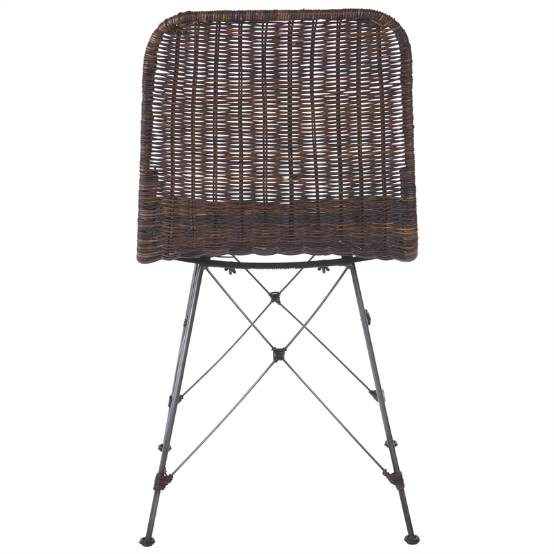 Safavieh Minerva Rattan Weaved Dining Chair in Brown / Black