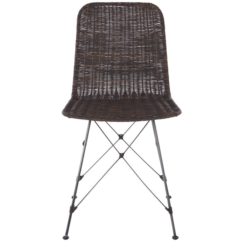Safavieh Minerva Rattan Weaved Dining Chair in Brown / Black
