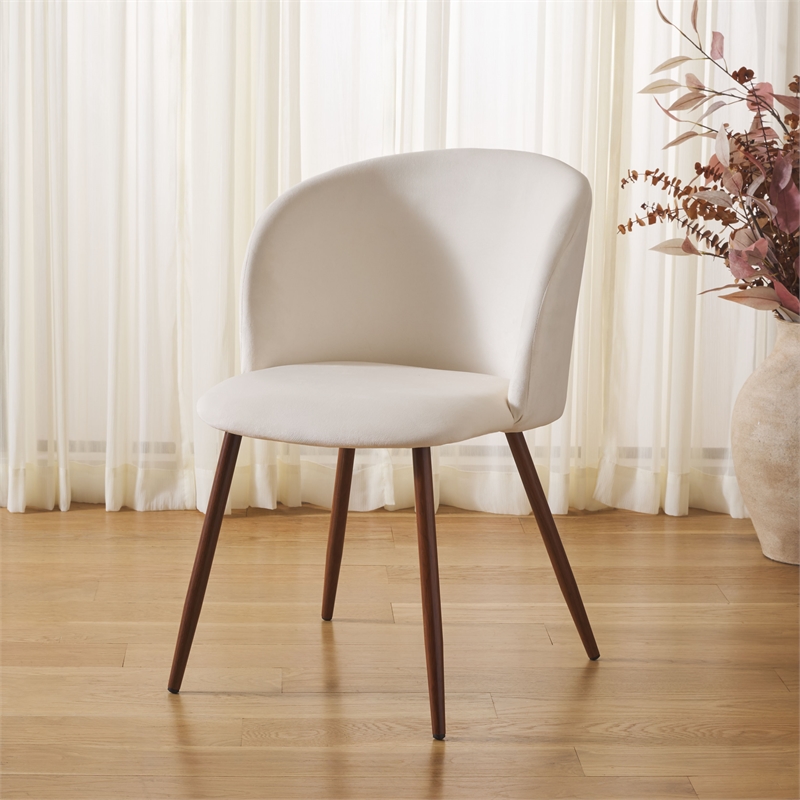 Safavieh Aminah Wood Upholstered Dining Chair in Ivory / Walnut