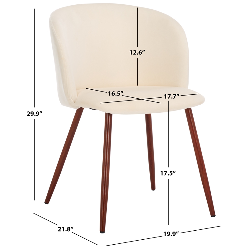 Safavieh Aminah Wood Upholstered Dining Chair in Ivory / Walnut