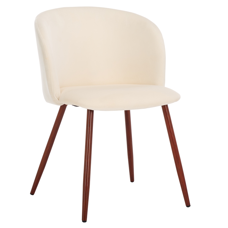 Safavieh Aminah Wood Upholstered Dining Chair in Ivory / Walnut
