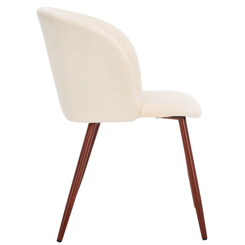 Safavieh Aminah Wood Upholstered Dining Chair in Ivory / Walnut