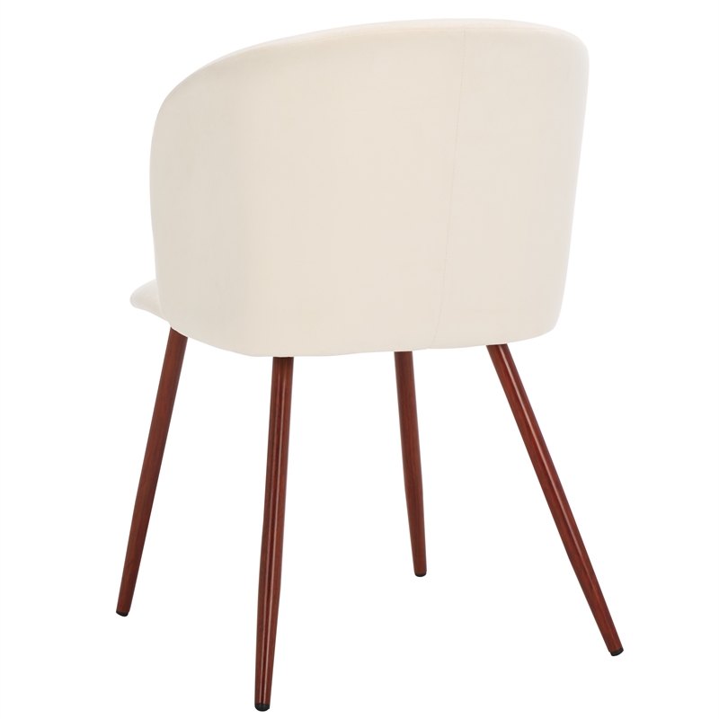 Safavieh Aminah Wood Upholstered Dining Chair in Ivory / Walnut