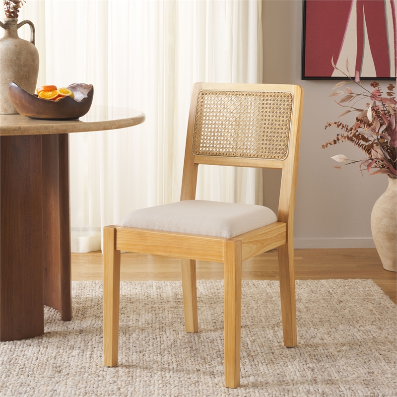 Safavieh Suzetta Pine Wood Dining Chair in Natural / White