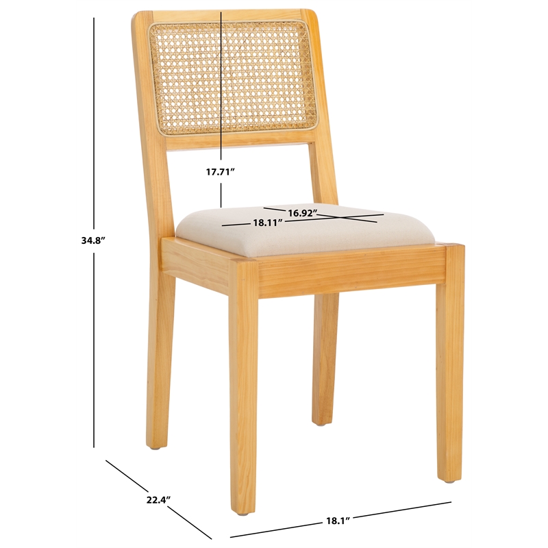 Safavieh Suzetta Pine Wood Dining Chair in Natural / White