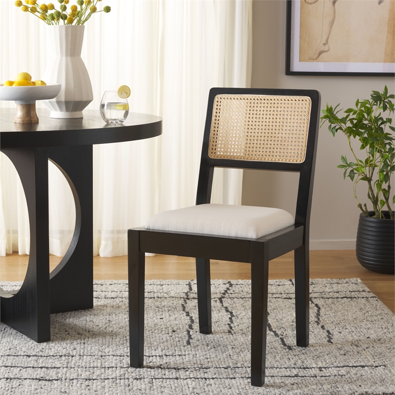 Safavieh Suzetta Pine Wood Dining Chair in Black /Natural / White