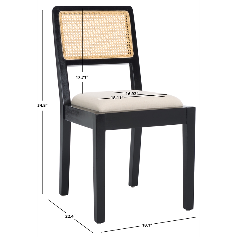 Safavieh Suzetta Pine Wood Dining Chair in Black /Natural / White