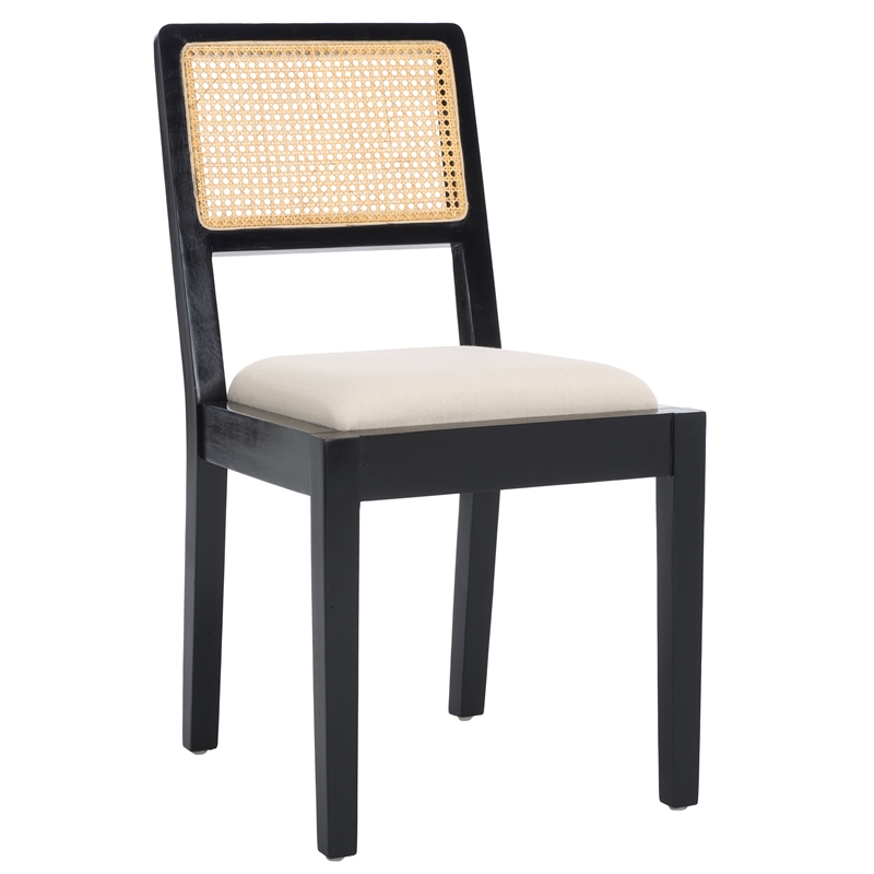 Safavieh Suzetta Pine Wood Dining Chair in Black /Natural / White