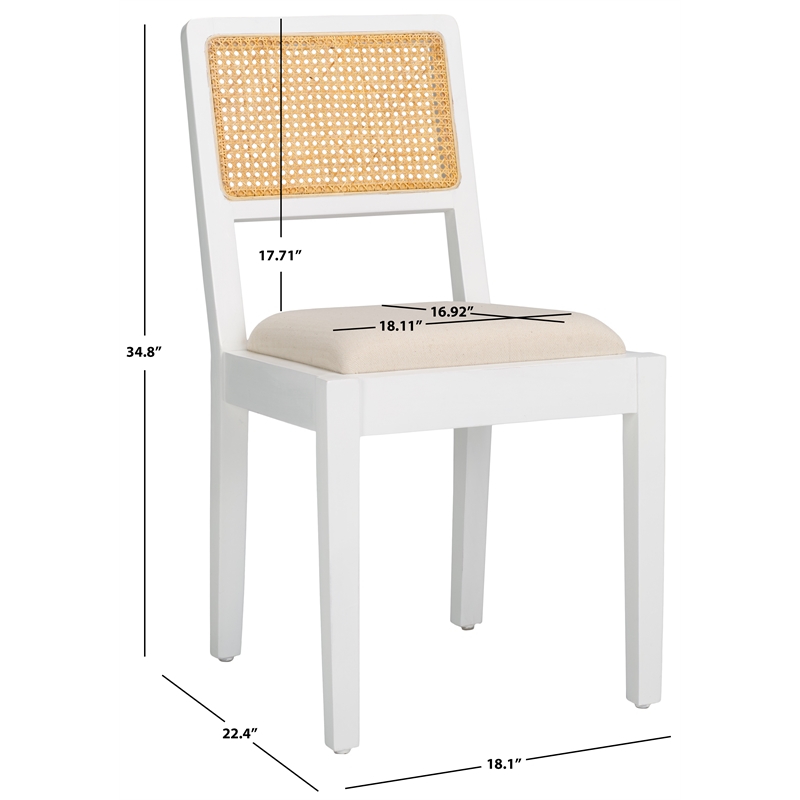 Safavieh Suzetta Pine Wood Dining Chair in White / Natural
