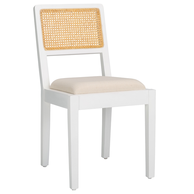 Safavieh Suzetta Pine Wood Dining Chair in White / Natural