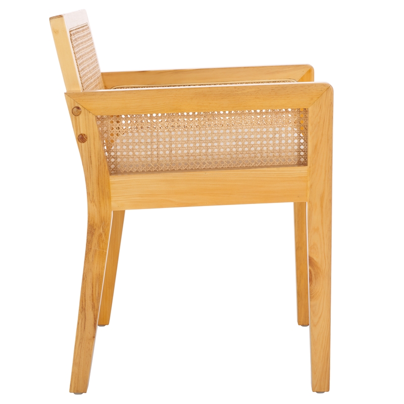 Safavieh Patrina Pine Wood Armed Dining Chair in Natural / White