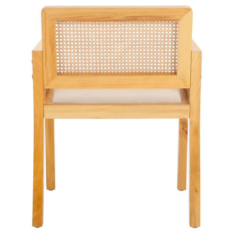 Safavieh Patrina Pine Wood Armed Dining Chair in Natural / White