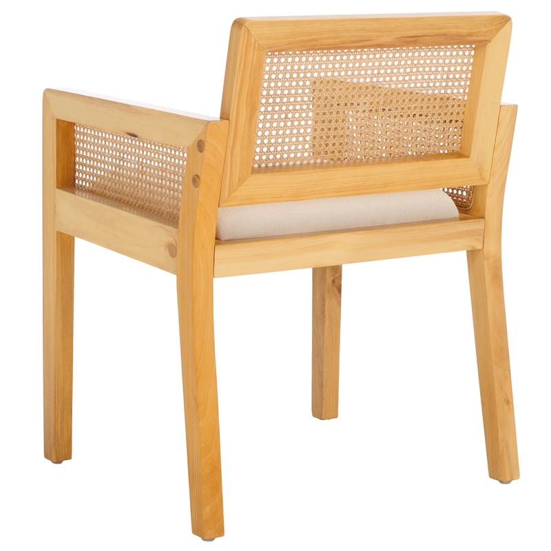 Safavieh Patrina Pine Wood Armed Dining Chair in Natural / White