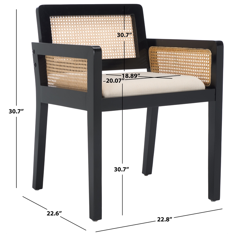 Safavieh Patrina Pine Wood Armed Dining Chair in Black /Natural / White