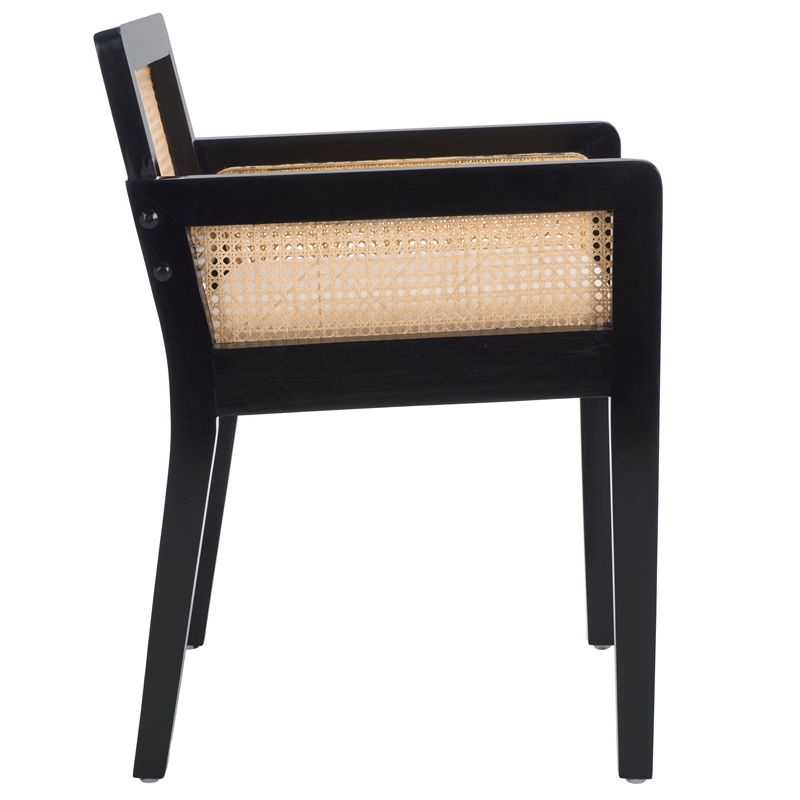 Safavieh Patrina Pine Wood Armed Dining Chair in Black /Natural / White