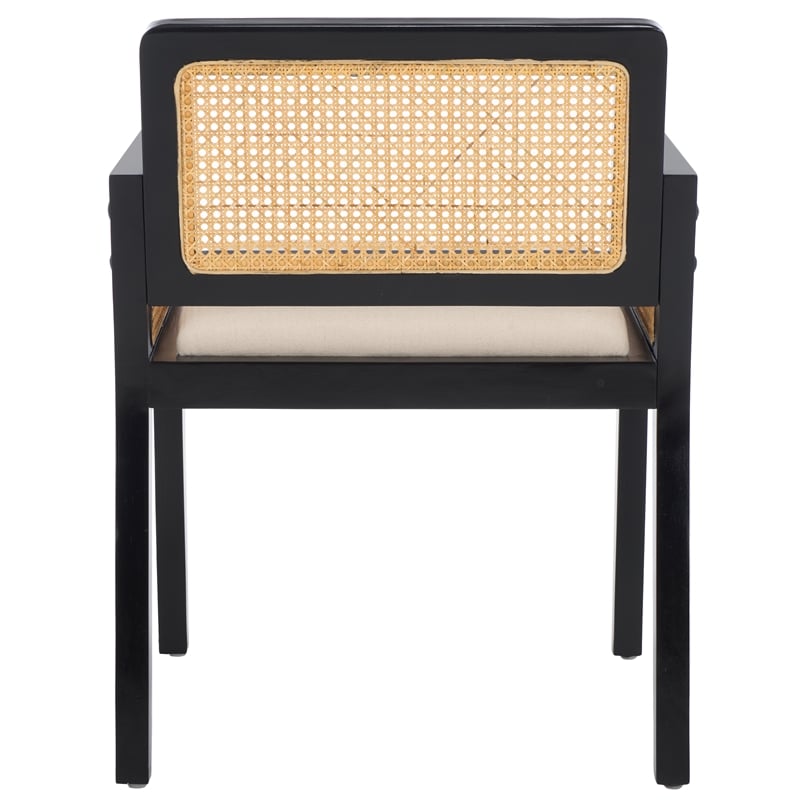 Safavieh Patrina Pine Wood Armed Dining Chair in Black /Natural / White
