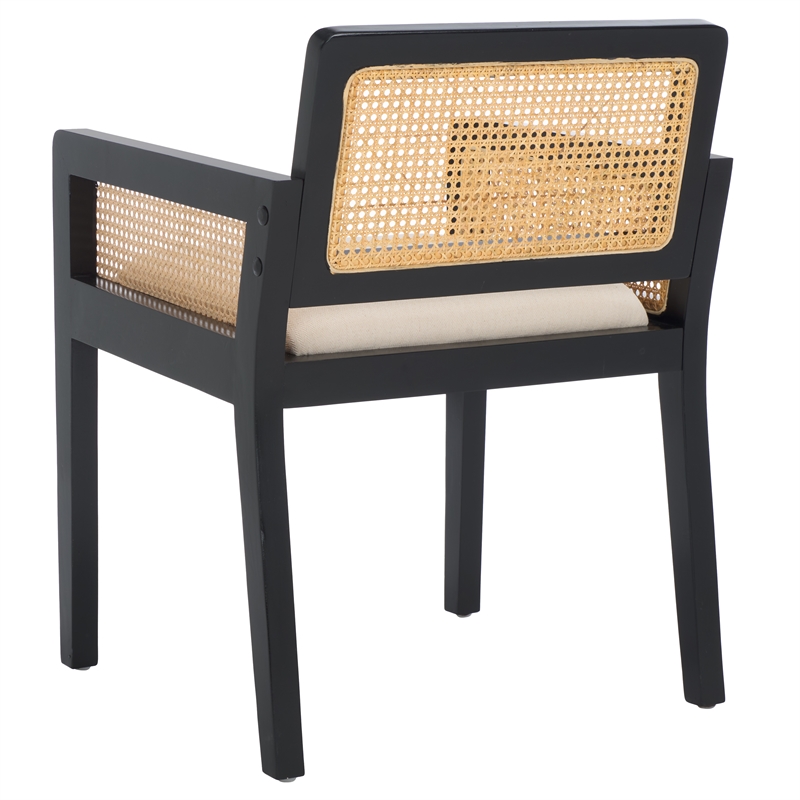Safavieh Patrina Pine Wood Armed Dining Chair in Black /Natural / White