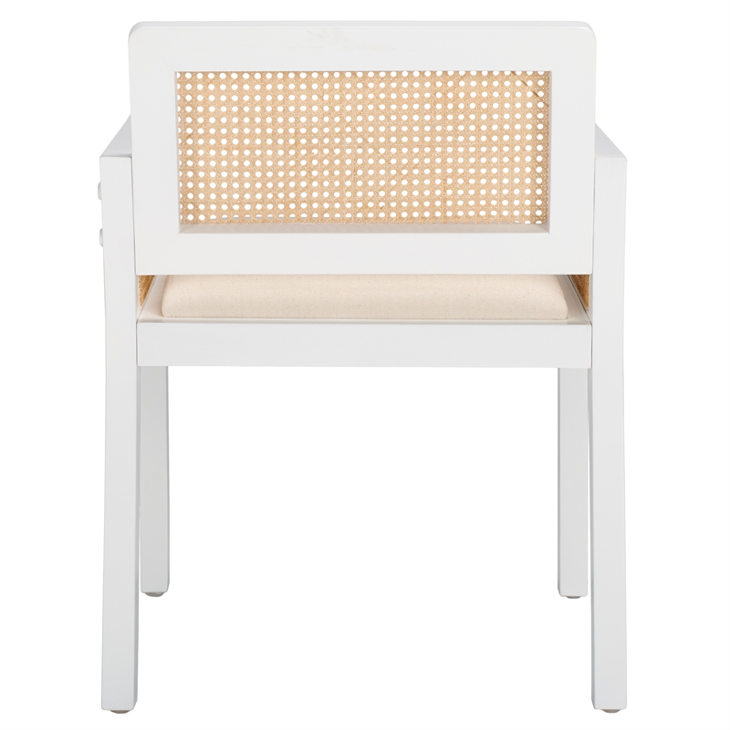 Safavieh Patrina Pine Wood Armed Dining Chair in White / Natural